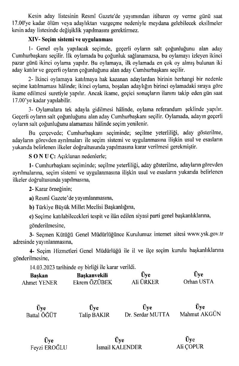 Resmi Gazete’deki YSK kararlarında dikkat çeken detay! İkinci tura tek aday kalırsa… - Sayfa 28