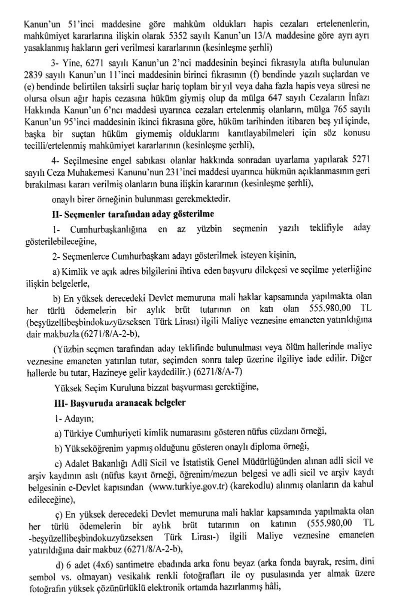 Resmi Gazete’deki YSK kararlarında dikkat çeken detay! İkinci tura tek aday kalırsa… - Sayfa 24