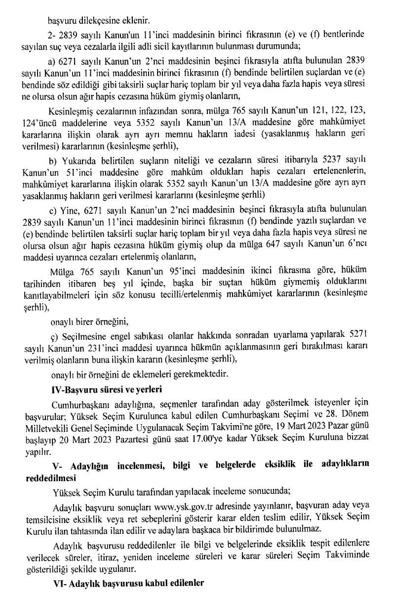 Resmi Gazete’deki YSK kararlarında dikkat çeken detay! İkinci tura tek aday kalırsa… - Sayfa 25