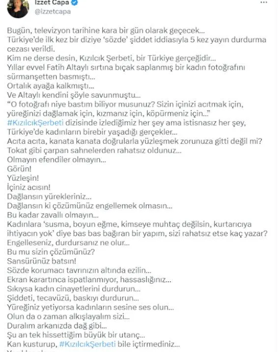 RTÜK'ün 'Kızılcık Şerbeti' yayınını kesmesine tepki: 'Televizyon tarihinde kara bir gün' - Sayfa 12