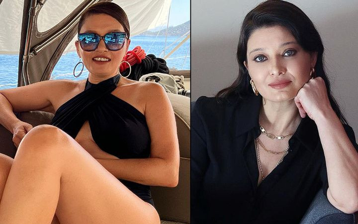 Tatil yapan Nurgül Yeşilçay'dan bir garip poz: Merdivene sere serpe uzandı - Sayfa 1