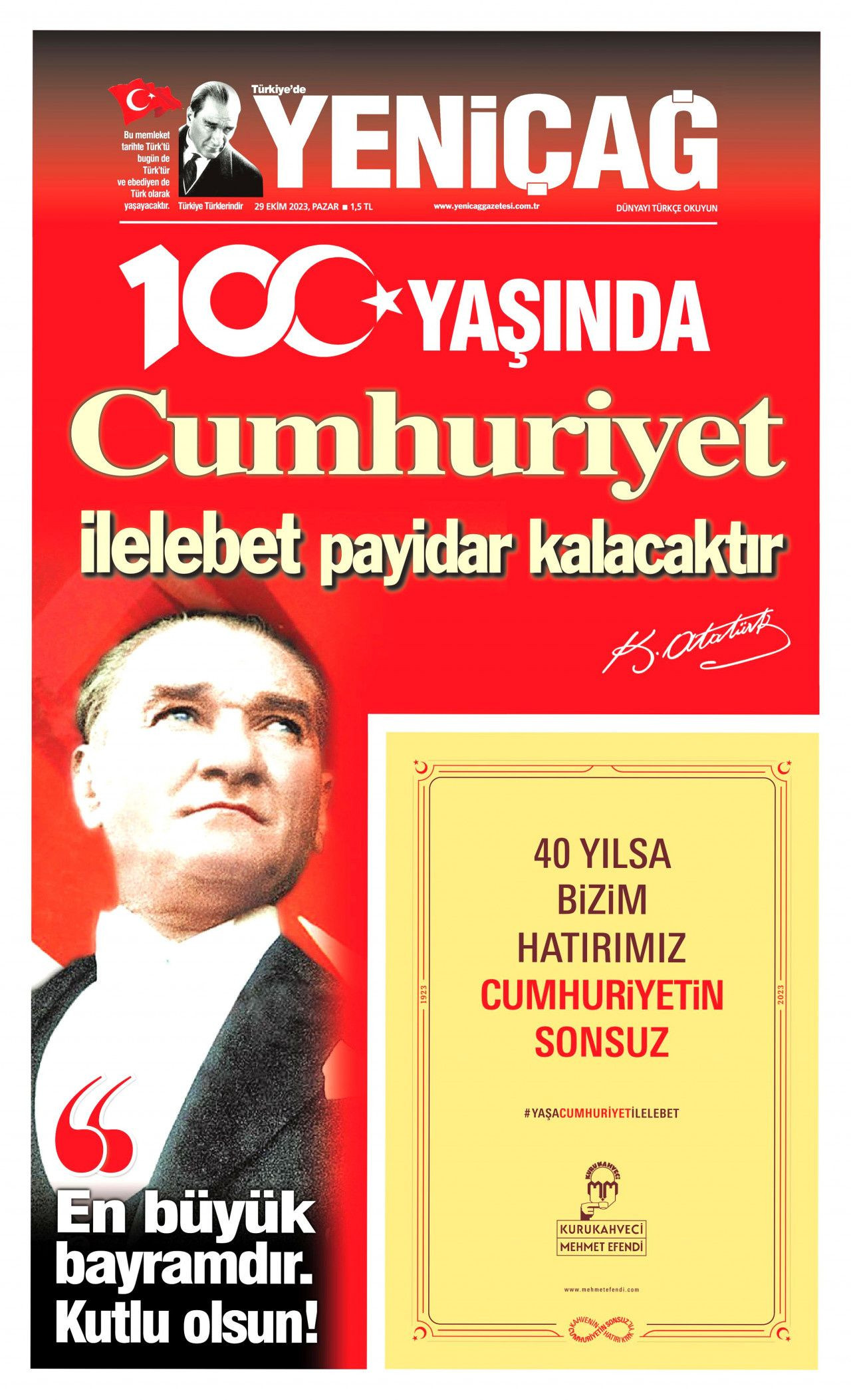 Gazeteler 29 Ekim Cumhuriyet Bayramı’nda hangi manşeti attı? İşte 100. yıl gazeteleri… - Sayfa 13