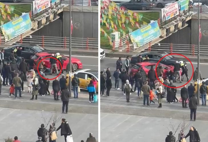 Polislerin üzerine otomobil sürdü, ortalık bir anda karıştı! Korku dolu anlar kamerada - Sayfa 1