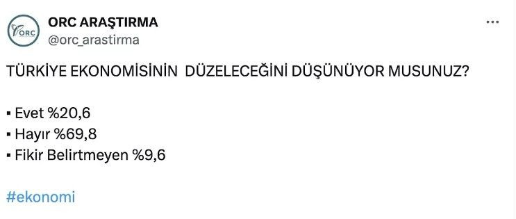 ORC Araştırma'dan yeni anket: "Türkiye ekonomisinin düzeleceğini düşünüyor musunuz?" - Sayfa 5