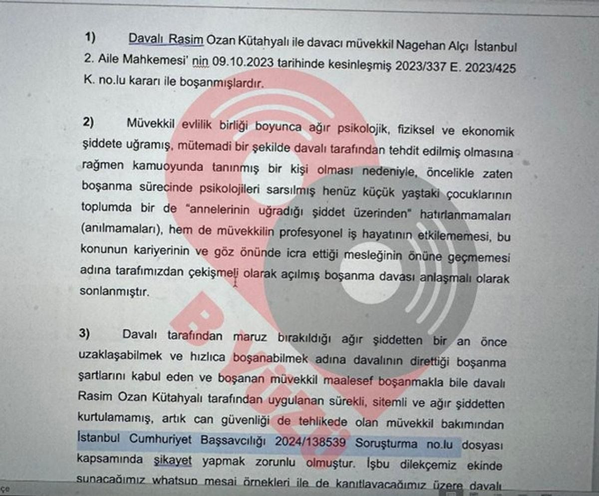 Nagehan Alçı’nın dava dilekçesi ortaya çıktı: Rasim Ozan Kütahyalı’dan eski eşine ağır sözler! - Sayfa 23