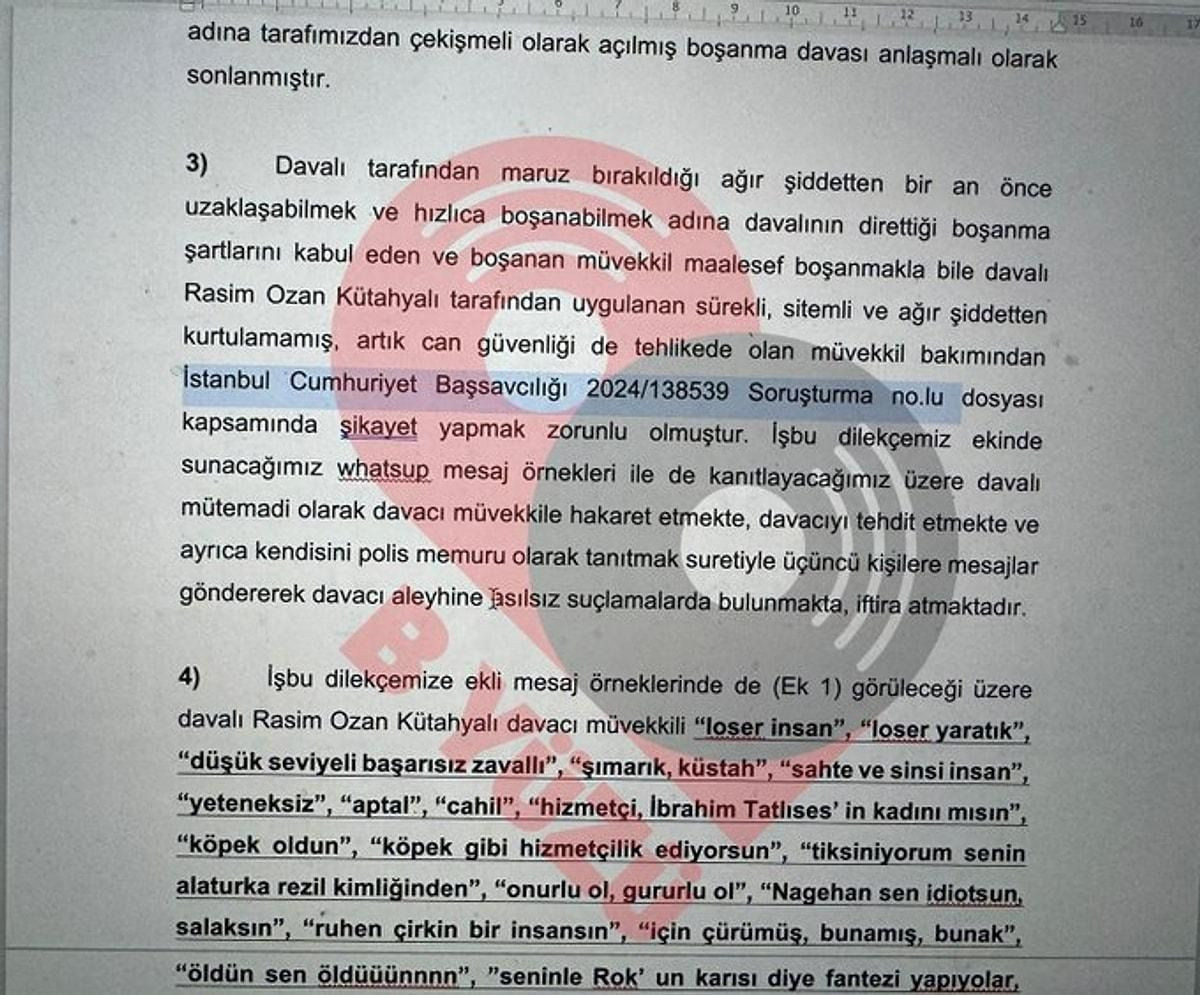 Nagehan Alçı’nın dava dilekçesi ortaya çıktı: Rasim Ozan Kütahyalı’dan eski eşine ağır sözler! - Sayfa 24