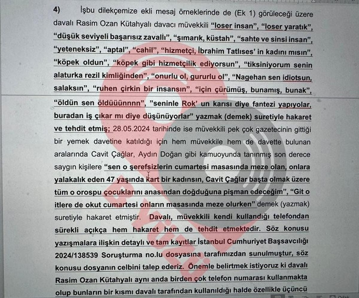 Nagehan Alçı’nın dava dilekçesi ortaya çıktı: Rasim Ozan Kütahyalı’dan eski eşine ağır sözler! - Sayfa 25