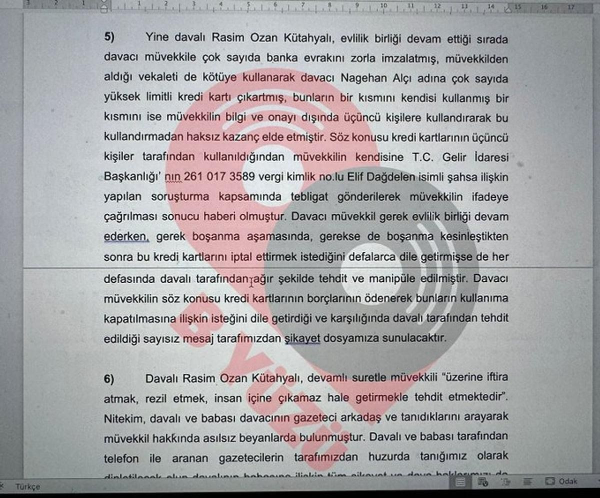 Nagehan Alçı’nın dava dilekçesi ortaya çıktı: Rasim Ozan Kütahyalı’dan eski eşine ağır sözler! - Sayfa 27