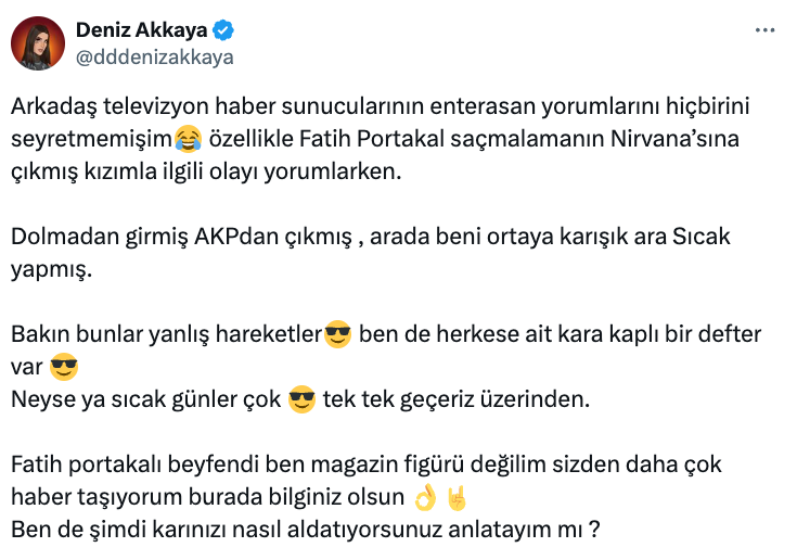 Deniz Akkaya’dan Fatih Portakal hakkında olay sözler! 'Karınızı nasıl aldatıyorsunuz anlatayım mı?' - Sayfa 14