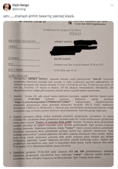 'Müstehcenlik' suçundan tutuklanmıştı! Jahrein'den oyuncu Elçin Sangu'ya suç duyurusu - Sayfa 6