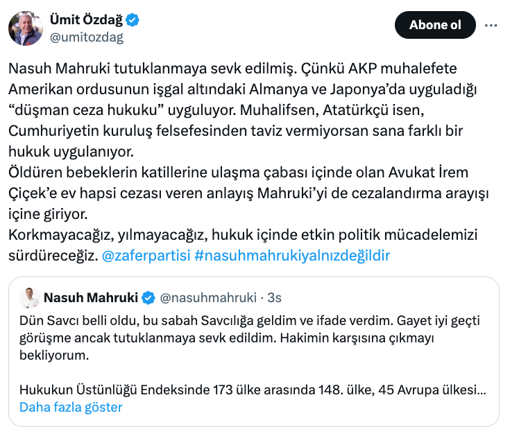 Nasuh Mahruki'nin tutuklanmasına tepki yağdı! 'Bu ülke insanı için hayatını tehlikeye attı…' - Sayfa 14