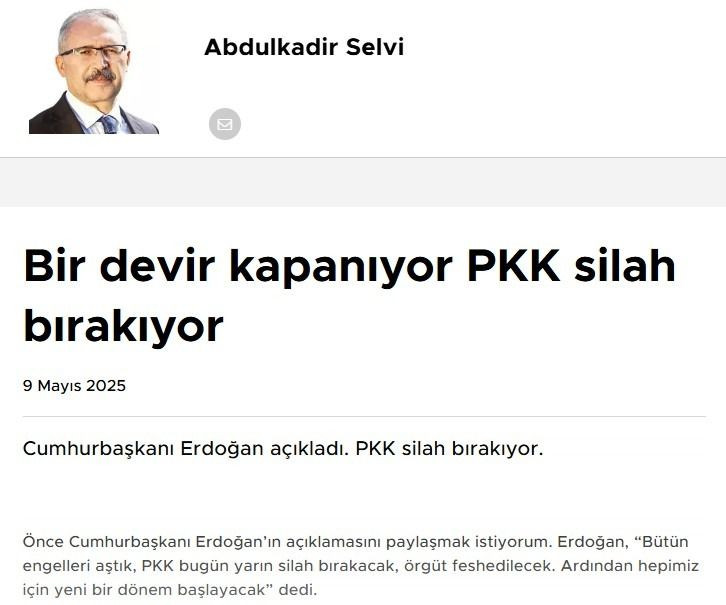 Köşe yazarlarının gündemi 'PKK'nın silah bırakması' - Sayfa 2