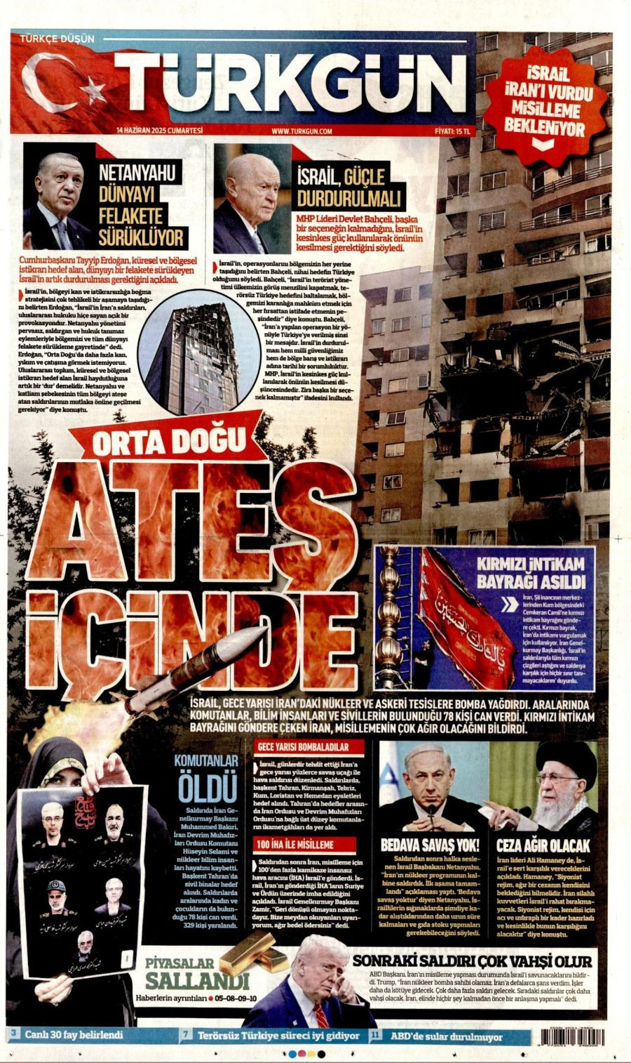 Ortadoğu'da tansiyon yine yükseldi! Gazeteler İsrail-İran savaşını böyle gördü - Sayfa 11