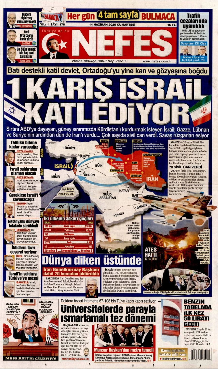 Ortadoğu'da tansiyon yine yükseldi! Gazeteler İsrail-İran savaşını böyle gördü - Sayfa 1