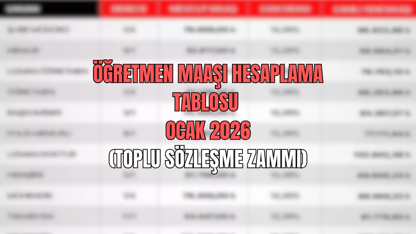 ÖĞRETMEN MAAŞI YENİ YIL AYLIK TUTAR HESAPLAMA TABLOSU 2026 OCAK - Sayfa 1