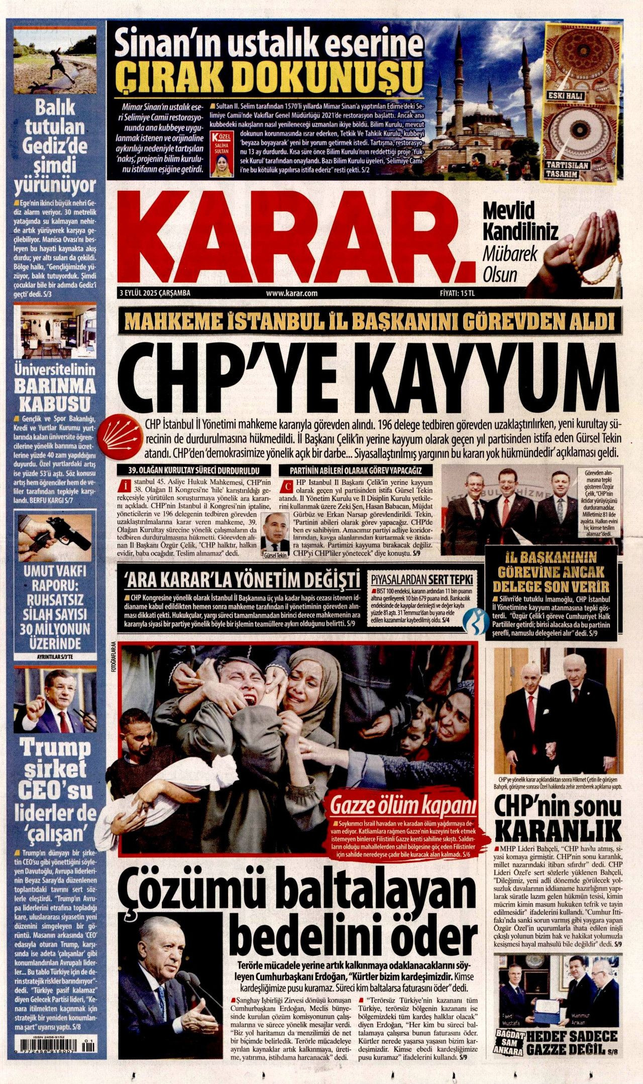 "Sırada 'butlan' var!" Gazeteler, CHP İstanbul'a kayyum atanmasını nasıl gördü? - Sayfa 13