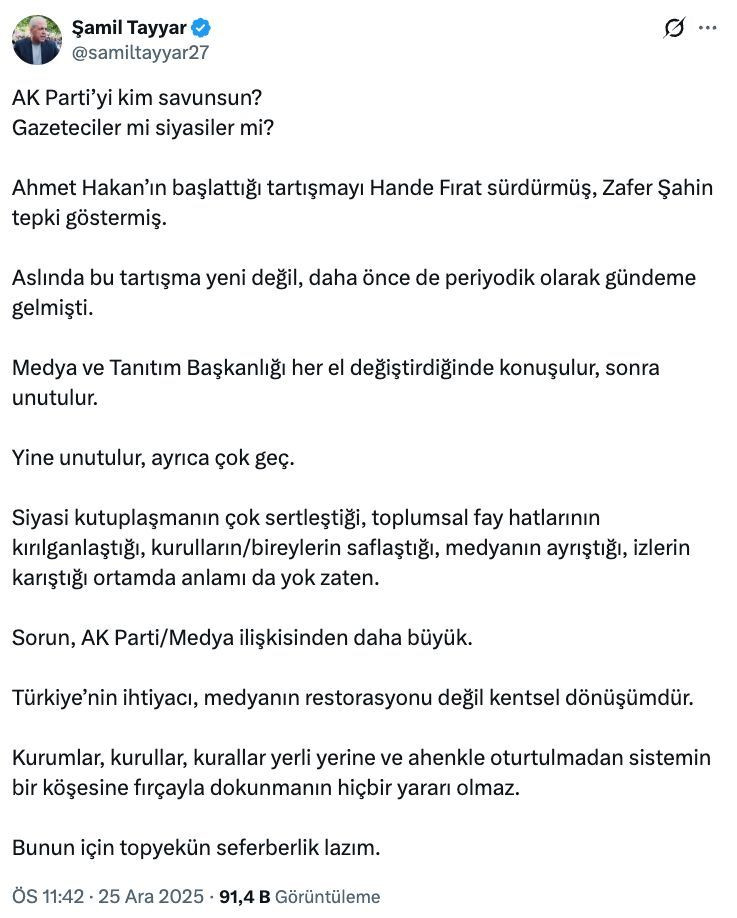 Erdoğan’ın talimatı sonrası Şamil Tayyar’dan flaş çıkış! 'Çok geç...' - Sayfa 13