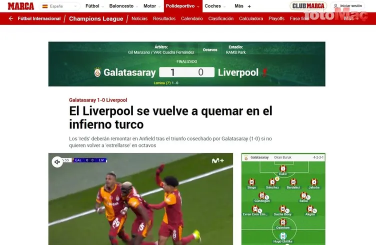 Galatasaray'ın zaferi dünya basınında: Liverpool, Türk cehenneminde yine yandı! - Sayfa 6