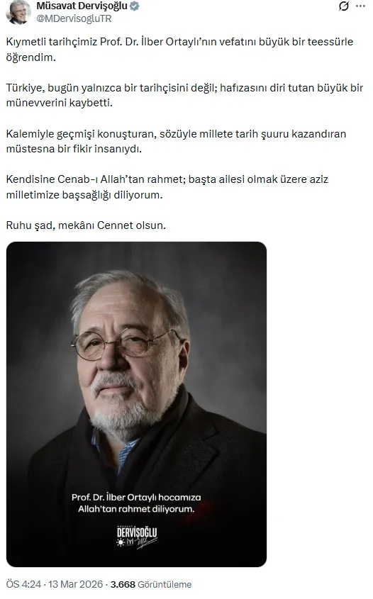 Hayatını kaybeden Prof. Dr. İlber Ortaylı için siyasilerden taziye mesajları - Sayfa 11