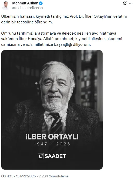 Hayatını kaybeden Prof. Dr. İlber Ortaylı için siyasilerden taziye mesajları - Sayfa 12
