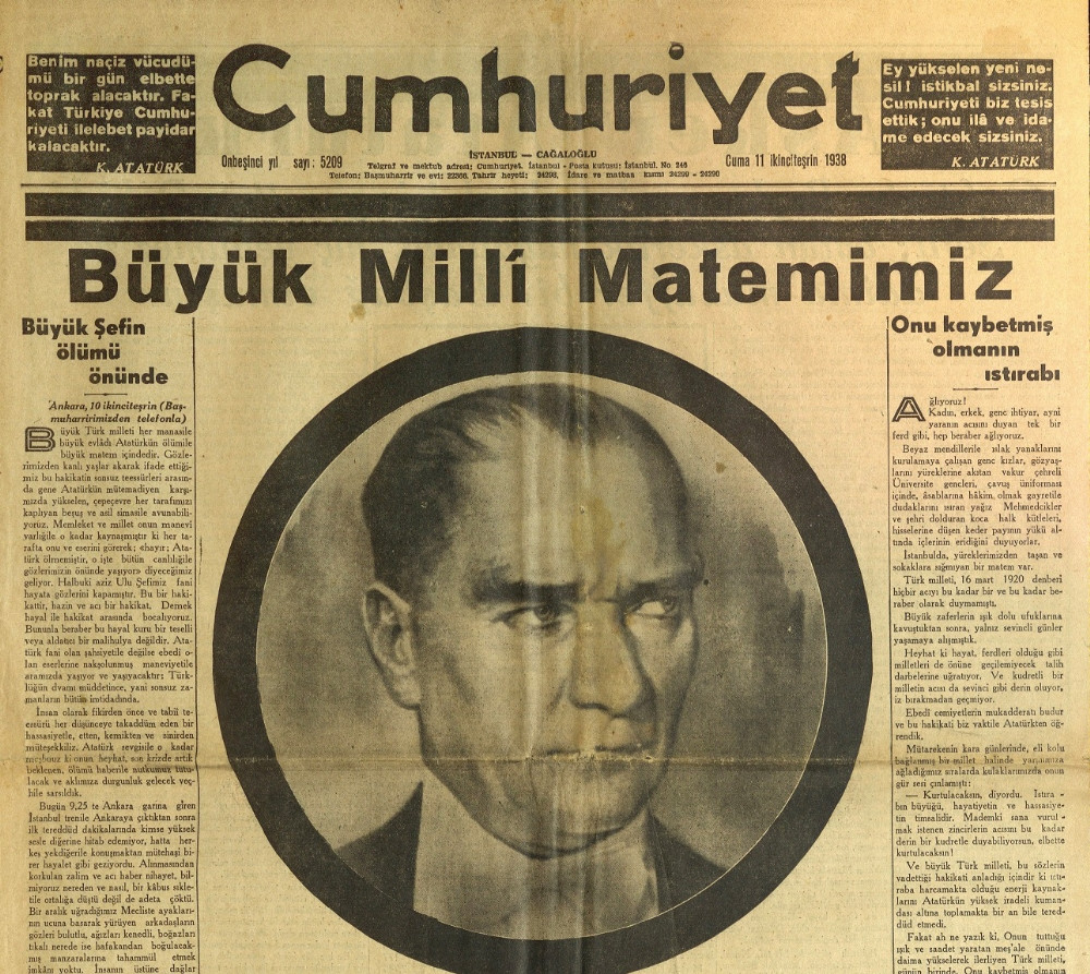 İşte 11 Kasım 1938’in gazete manşetleri - Sayfa 1