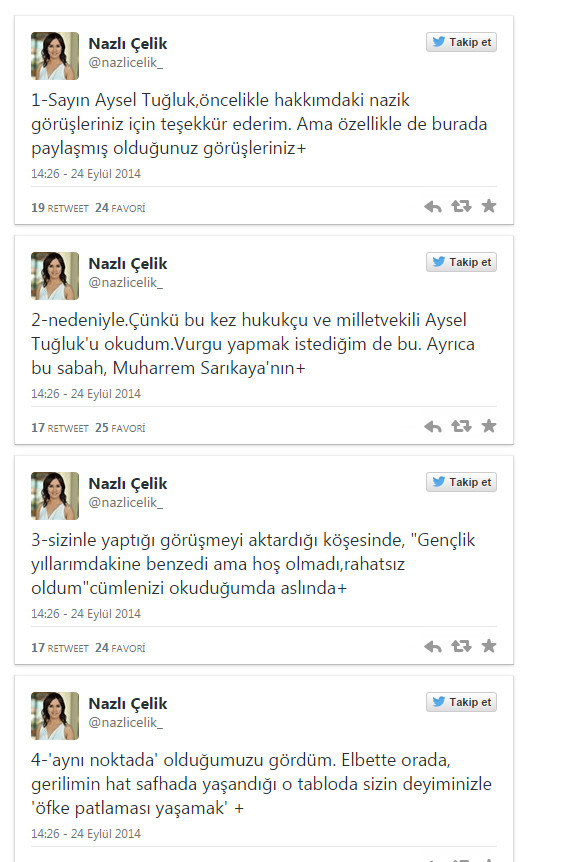 Polemik tam gaz devam! Nazlı Çelik'ten Aysel Tuğluk'a Twitter'dan cevap! - Resim : 1