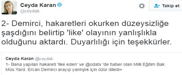 MEB Müsteşar Yardımcısı, gazeteci Ceyda Karan'dan özür diledi - Resim : 1