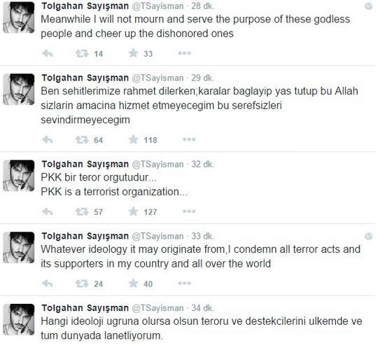 Tolgahan Sayışman'dan teröre sert tepki! 'Yas tutup bu şerefsizleri...' - Resim : 1