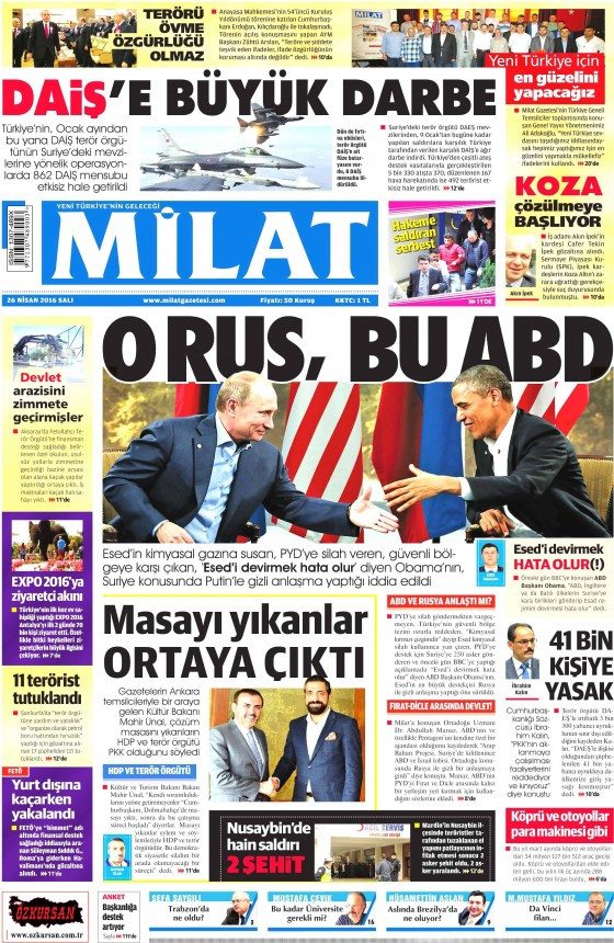 Milat Gazetesi manşetinde kelime oyunu: O Rus, Bu ABD! - Resim : 1