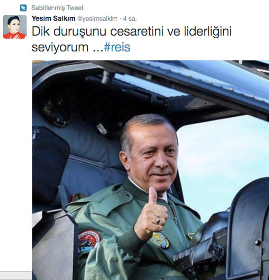 Yeşim Salkım operasyon sonrası Twitter'dan paylaştı: 'Dik duruşunu seviyorum Reis' - Resim : 1