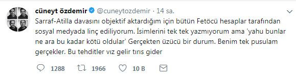 Cüneyt Özdemir: FETÖ'cü hesaplar, Sarraf - Atilla davasını objektif aktardığım için beni linç ediyor! - Resim : 1