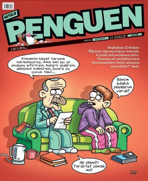 Erdoğan, öğrencilerin planını nasıl bozdu? Penguen'den çarpıcı kapak! - Resim : 1