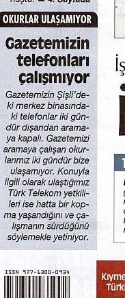 Cumhuriyet Gazetesinin telefonları kesildi! - Resim : 1