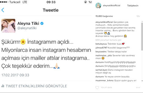 Instagram hesabını geri alan Aleyna Tilki'yi yıkan görüntü! - Resim : 1