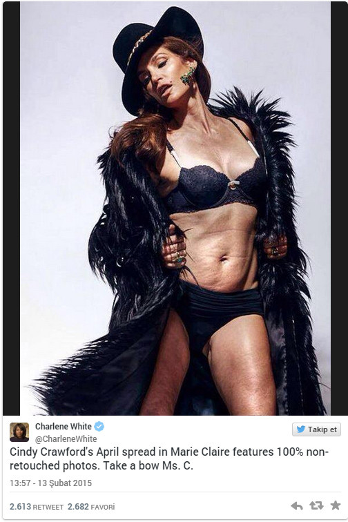 Ünlü top model Cindy Crawford'un Photoshop'suz hali internete sızdı - Resim : 1