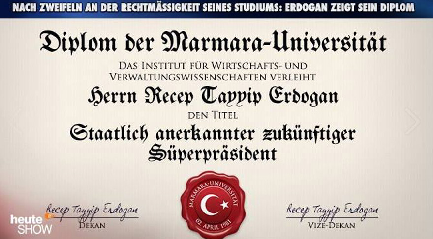 Erdoğan’ın diploması Alman mizah programına konu oldu - Resim : 1