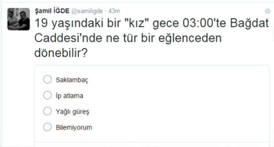 Twitter'ı sarsan anket sorusu! Tecavüze uğrayan genç kızın 'orada ne işi vardı' - Resim : 1