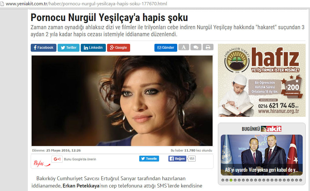 Akit'ten şok haber: Pornocu Nurgül Yeşilçay! - Resim : 1