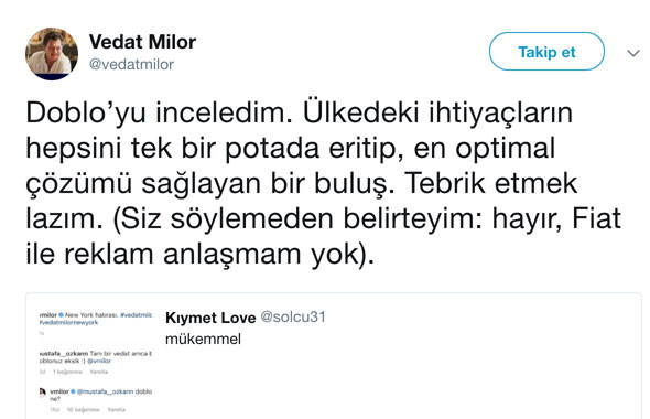 Vedat Milor'un "doblo" cevabı sosyal medyayı salladı! - Resim : 2