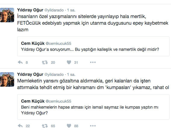 Yıldıray Oğur ve Cem Küçük Twitter'da fena atıştı: Senin yaptığın kalleşliktir! - Resim : 3